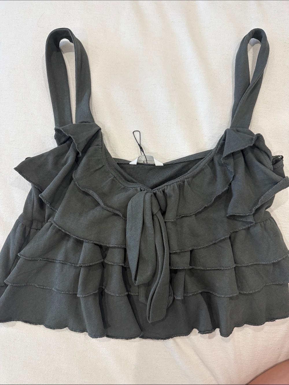 Zara Charcoal Ruffle Tie-Front Camisole